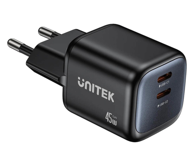 Unitek Ładowarka sieciowa 2-portowa GaN 45W czarna - 1540408 - zdjęcie